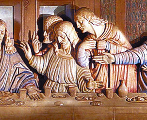 A la derecha de Jesús, discípulos llenos de emoción señalando hacia Cristo