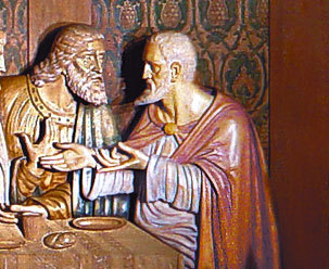 Simón el Zelote, discípulo patriótico, presenciando la aceptación de Jesús del sufrimiento